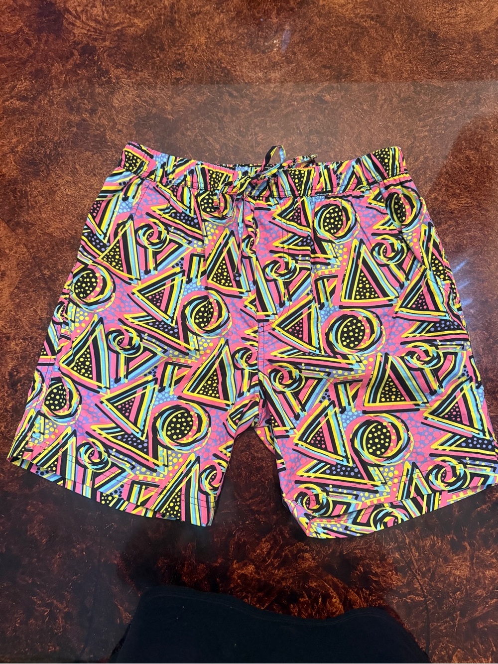 Men's Neon Geo Print Hybrid Shorts - Pink Multi